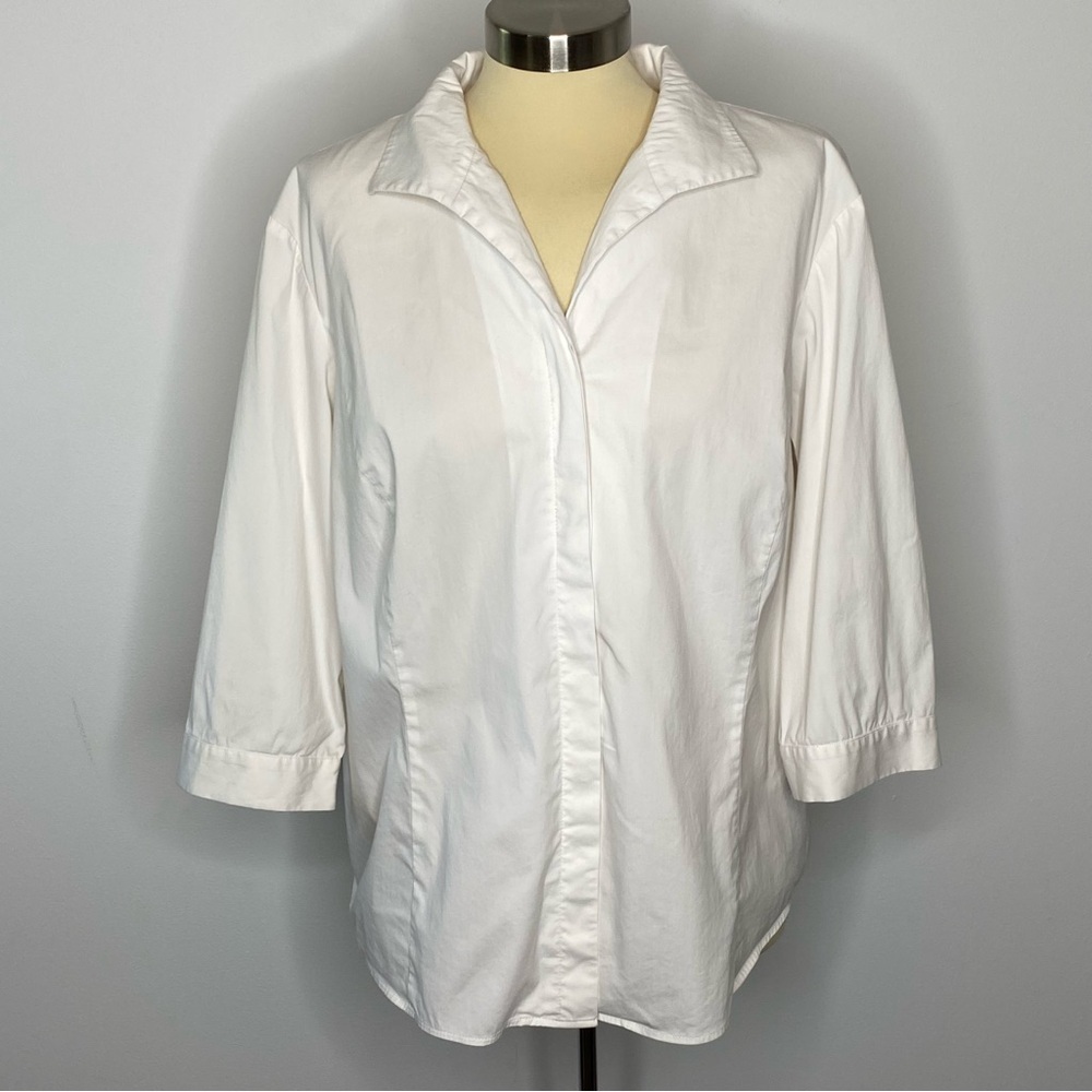 Lafayette 148 New York White Button Front Blouse